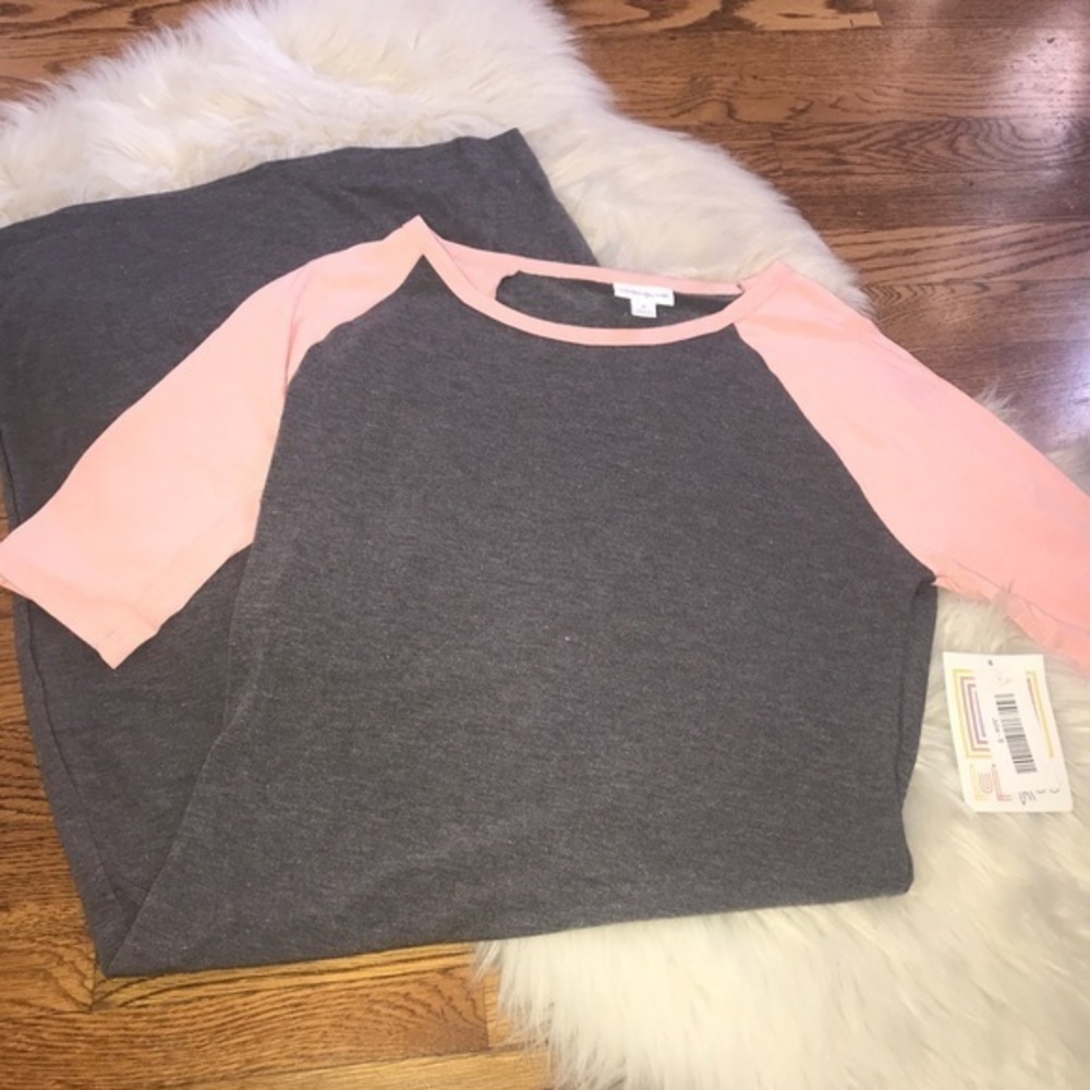 Lularoe Julia dress pink with gray gray body S NWT